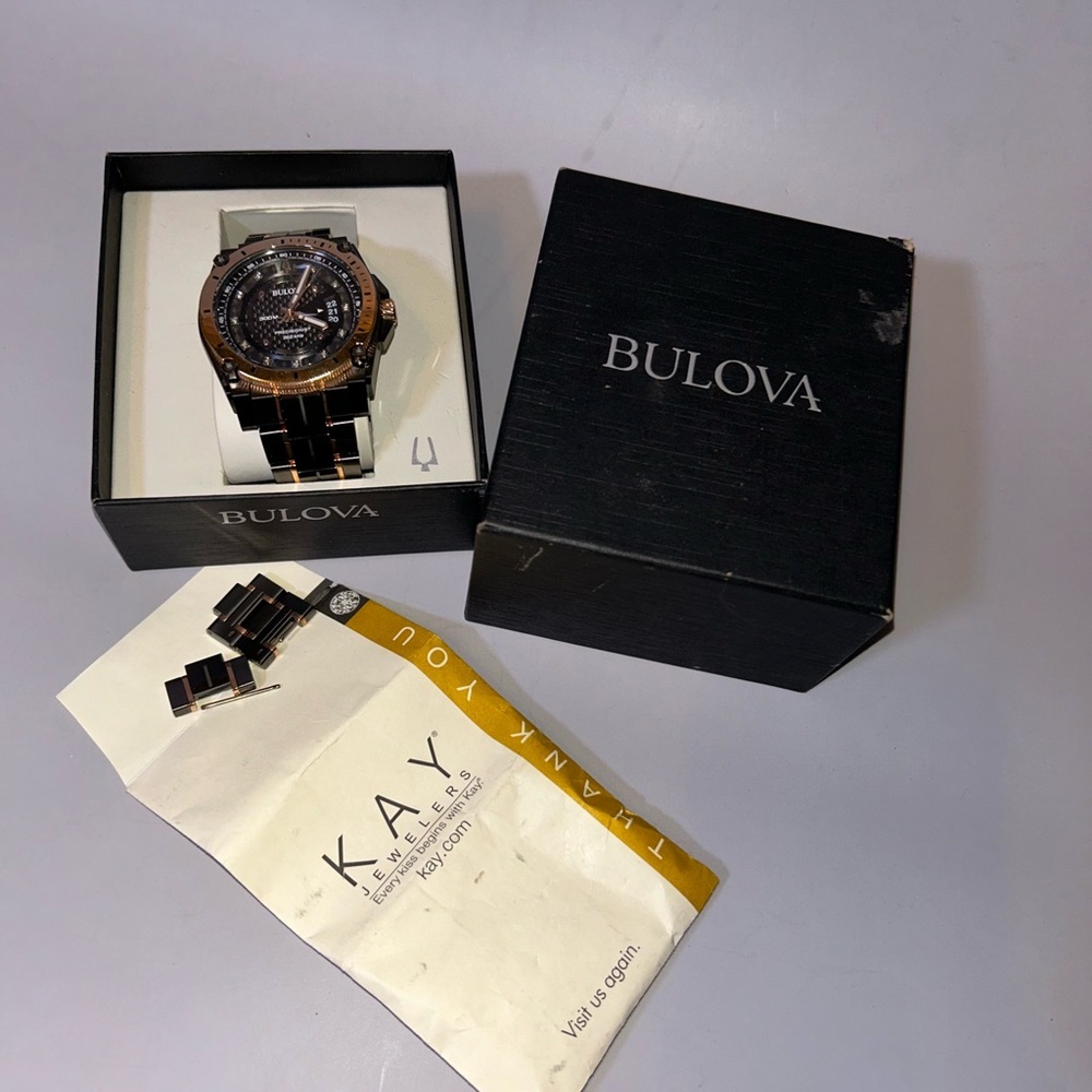 Like new Men’s Bulova Precisionist rosegold watch with diamonds.